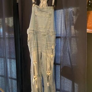 Blue denim pants overalls